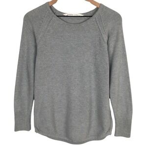 ATHLETA Textured Side Zip Cotton Blend Knit Sweater Women's L Gray L/S Casual